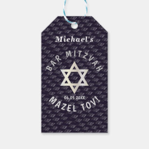 Étiquettes-cadeau Happy Bar Mitzvah 20XX bleu marine motif élégant