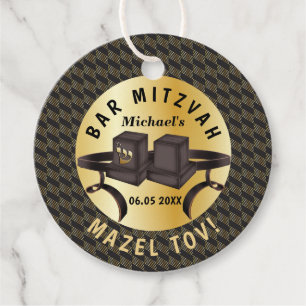 Étiquettes Cadeau Happy Bar Mitzvah 20XX Gold Décoratif