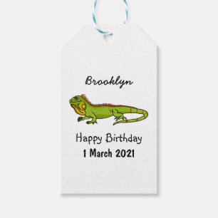 Étiquettes-cadeau Happy green iguana cartoon