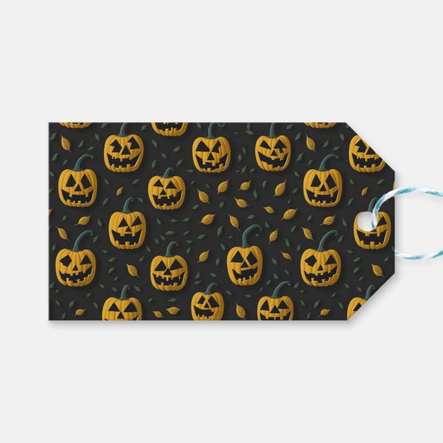 Étiquettes-cadeau Happy halloween citrouille éffrayant dessin animé  (Devant (Horizontal))