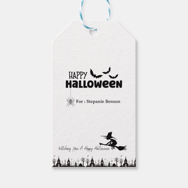 Étiquettes-cadeau Happy Halloween Witch Favoriser Tags | Personnalis (Devant)