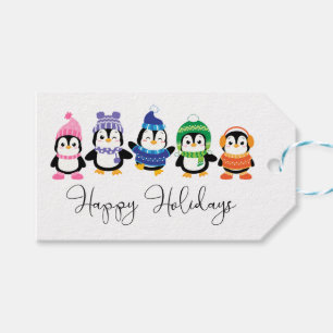 Étiquettes-cadeau Happy Holidays Penguins Tags cadeaux