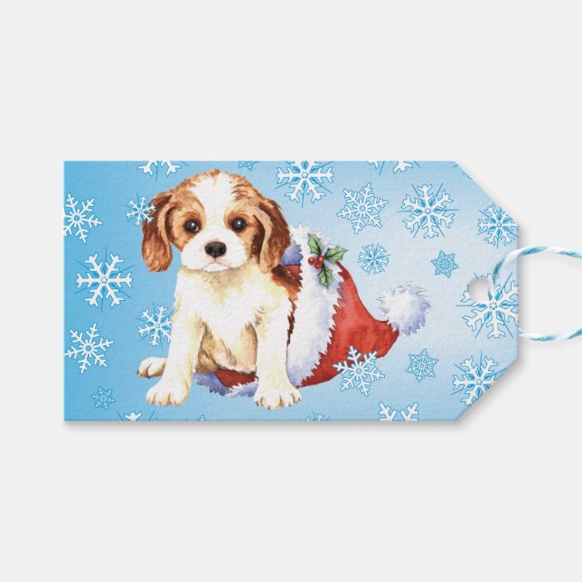 Étiquettes-cadeau Happy Howlidays Cavalier (Devant (Horizontal))