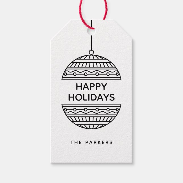 Étiquettes-cadeau Happy Seasons Minimalist motif Christmas Ball (Devant)