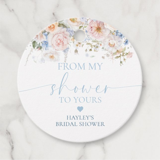 Étiquettes Cadeau Hargrove Floral Bleu De Ma Douche À Votre Savon (Devant)