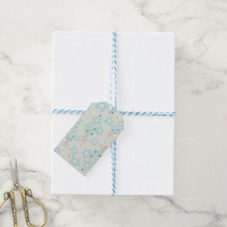 Étiquettes-cadeau Harmonie bleu et rose doux