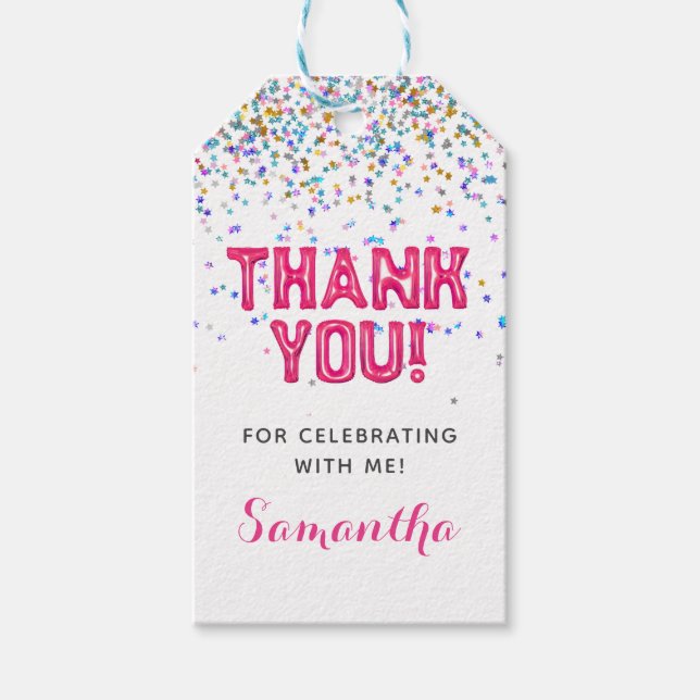 Étiquettes-cadeau Haut 5 5e anniversaire Confetti Invitation (Devant)