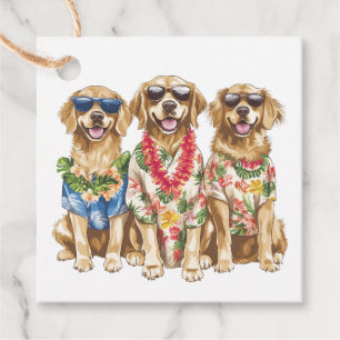 Étiquettes Cadeau Hawaiian Golden Retriever Chiens Flower Lei