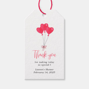 Étiquettes-cadeau Heart Balloon Love Fête des mariées merci
