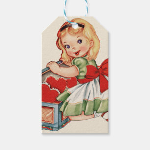 Étiquettes-cadeau Heart Girl Enfant Retro Enfants mignons