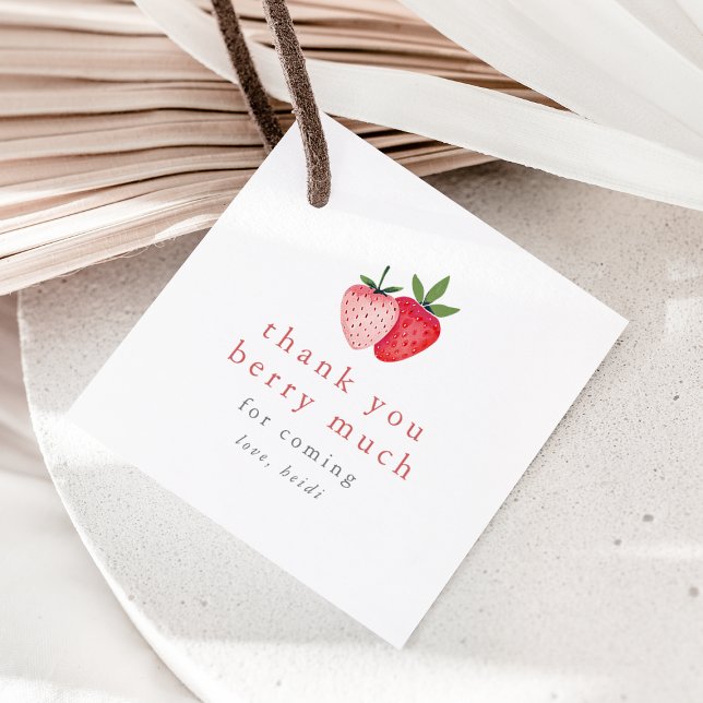 Étiquettes Cadeau HEIDI Fraise rose Fille Merci beaucoup (HEIDI Pink Strawberry Girl Thank You Berry Much Favor Tags)