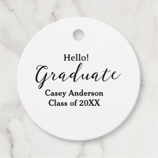 Étiquettes Cadeau Hello graduate class of 20XX name congrats stylish