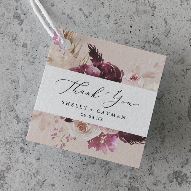 Étiquettes Cadeau Herbe Boho Pampas | Merci de pêche (Créateur téléchargé)