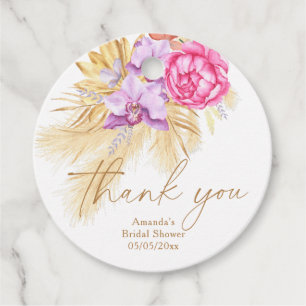 Étiquettes Cadeau Herbe de pampa boho - Merci pour la baby shower