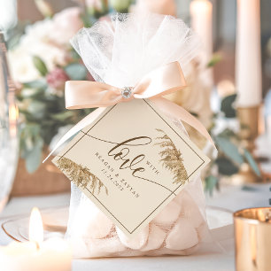 Étiquettes Cadeau Herbe des Pampas Terreux Avec Amour Mariage