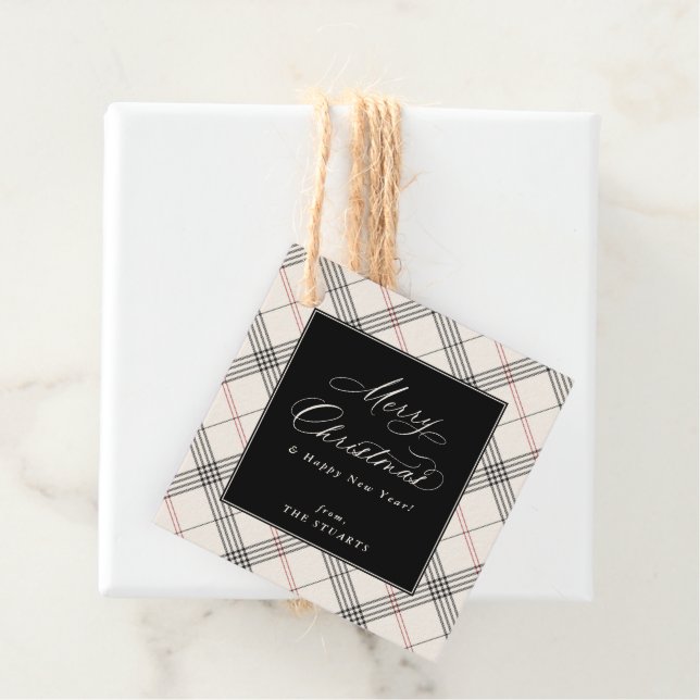 Étiquettes Cadeau HERITAGE | Neutral Tartan Christmas (En situation)