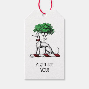 Étiquettes-cadeau Héritier de Greyhound Whippet avec arbre héraldiqu