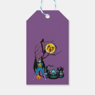 Étiquettes-cadeau Heure de fête d'Halloween en violet