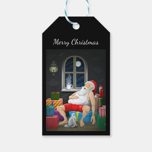 Étiquettes-cadeau Heure du café du Père Noël (Devant)