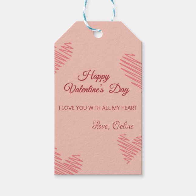 Étiquettes-cadeau Heureuse Sainte-Valentin (Devant)