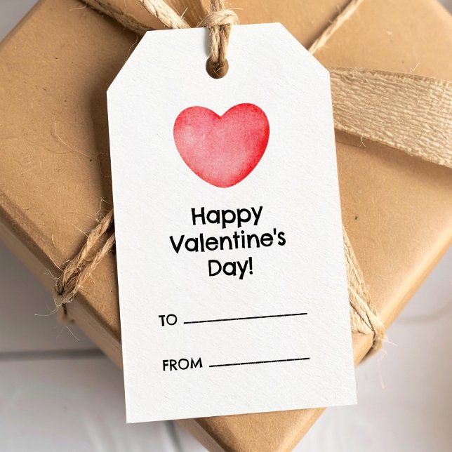 Étiquettes-cadeau Heureuse Sainte-Valentin au coeur rose (Créateur téléchargé)