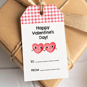Étiquettes-cadeau Heureuse Sainte-Valentin aux coeurs de bébé mignon