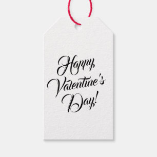 Étiquettes-cadeau Heureuse Sainte-Valentin blanc noir élégant