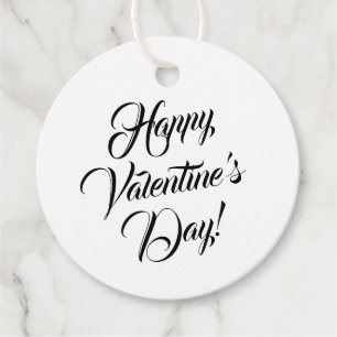 Étiquettes Cadeau Heureuse Sainte-Valentin blanc noir élégant