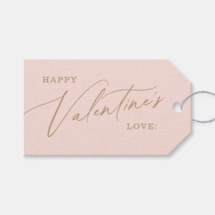 Étiquettes-cadeau Heureuse Sainte-Valentin de script élégant rose mo