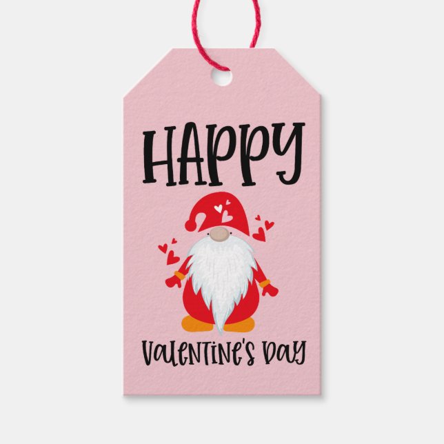 Étiquettes-cadeau Heureuse Sainte-Valentin Gnome (Devant)