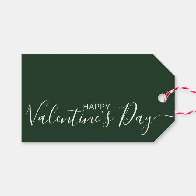 Étiquettes-cadeau Heureuse Sainte-Valentin Green White Modern Cadeau (Devant (Horizontal))