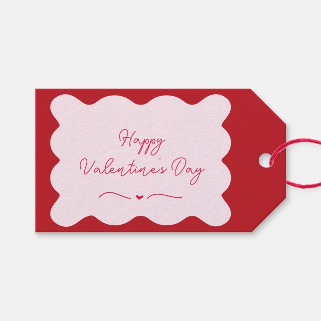 Étiquettes-cadeau Heureuse Sainte-Valentin moderne tendance rose et  (Devant (Horizontal))