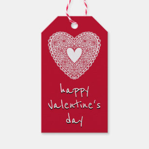 Étiquettes-cadeau Heureuse Sainte-Valentin Red Lace Heart