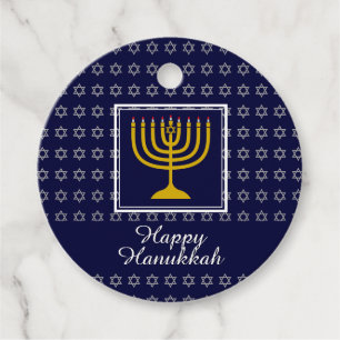Étiquettes Cadeau HEUREUX HANOUKKA Star de David Menorah Personnalis
