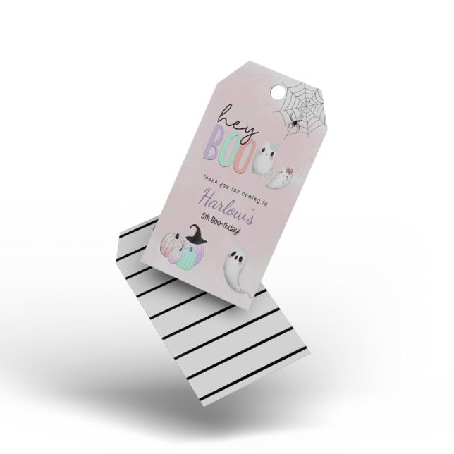 Étiquettes-cadeau Hey Boo Ghost Pastel Halloween Anniversaire Bienve (Créateur téléchargé)
