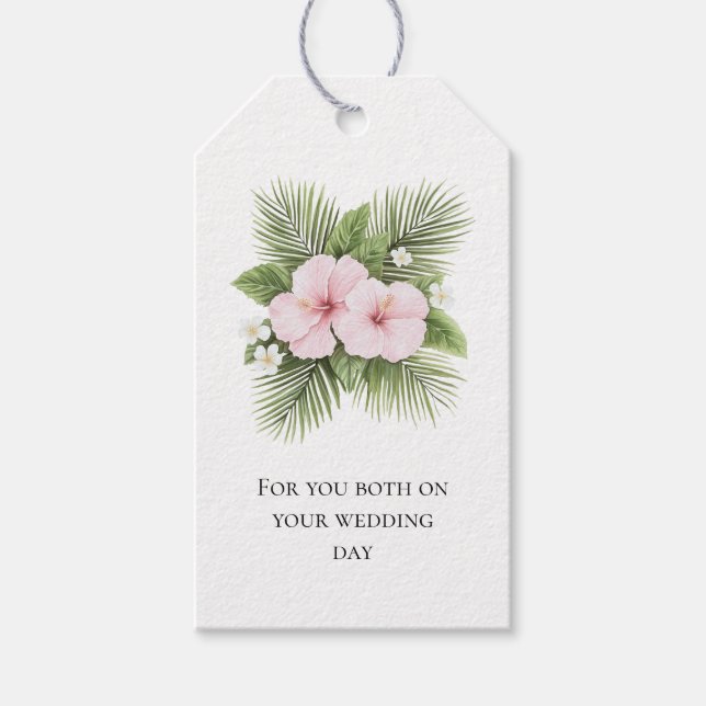 Étiquettes-cadeau Hibiscus bleu tropical Mariage floral (Devant)