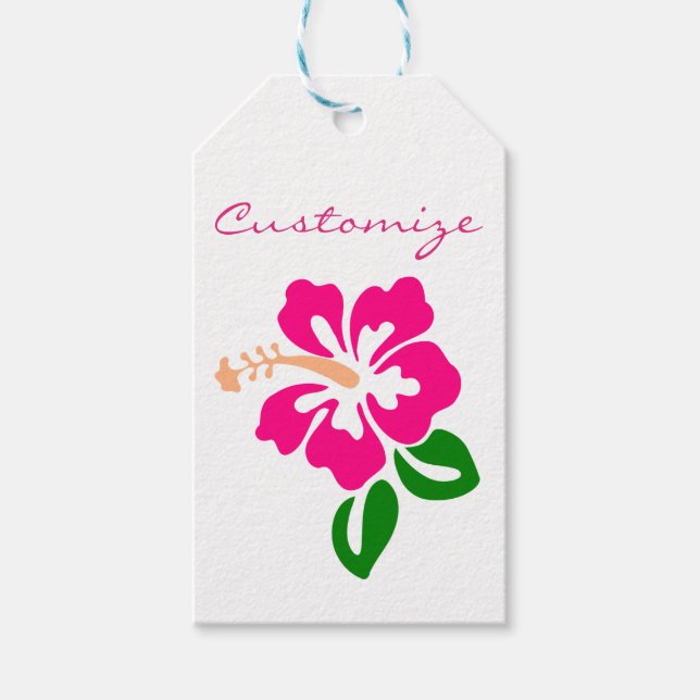 Étiquettes-cadeau Hibiscus rose tropical Thunder_Cove (Devant)
