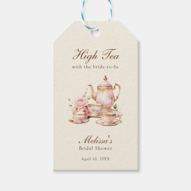 Étiquettes-cadeau High Tea Pastel Yellow Gold Bridal Shower (Devant)