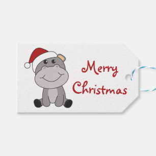 Étiquettes-cadeau Hippo Joyeux Noël Animaux d'hiver Hippopotames Tru