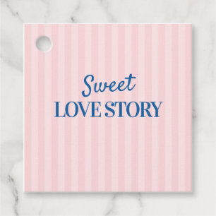 Étiquettes Cadeau Histoire d'amour sucré Rayure rose et rétro bleu