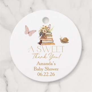 Étiquettes Cadeau Histoire Nouveau Chapitre Baby Shower Fleur Sauvag
