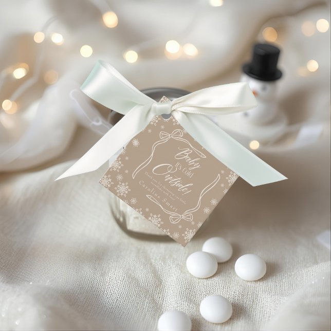 Étiquettes Cadeau Hiver Coquette taupe Merci Il fait froid (Winter Coquette taupe Thank you It's Cold Favor Tags)