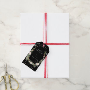 Étiquettes-cadeau Hiver Floral Gold Holiday Monogramme Tags cadeaux