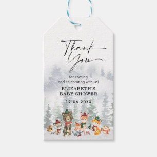Étiquettes-cadeau Hiver Forêt de neige Bois Merci animal Favoriser