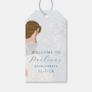 Étiquettes-cadeau Hiver Mis Quince 15e anniversaire Quinceañera Bleu