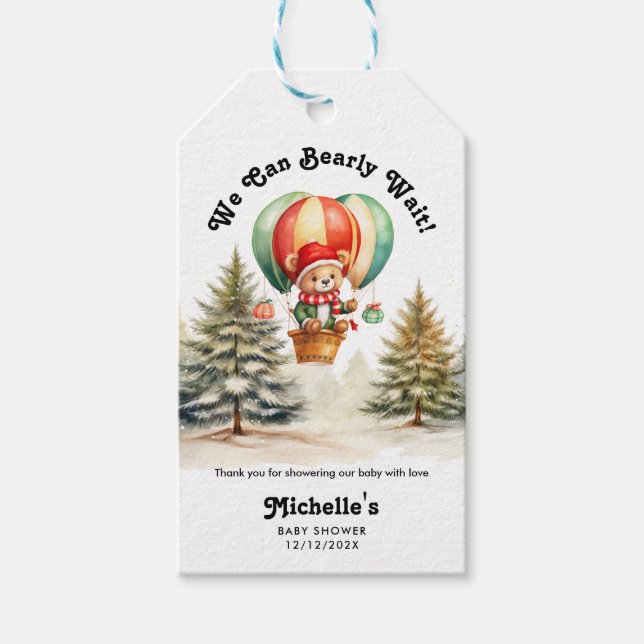 Étiquettes-cadeau Hiver Nous pouvons attendre le Baby shower de Noël (Devant)
