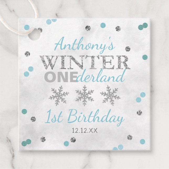 Étiquettes Cadeau Hiver ONE derland 1er anniversaire (Devant)