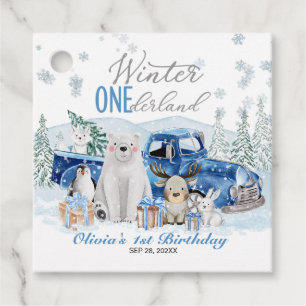 Étiquettes Cadeau Hiver One-derland Garçon Animal Arctique 1er Anniv