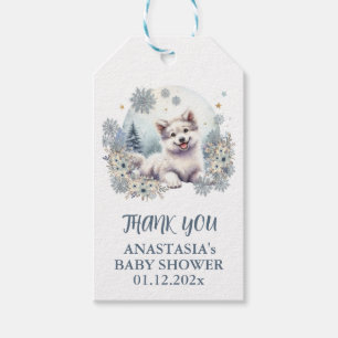 Étiquettes-cadeau Hiver thème loup Baby shower chien Merci