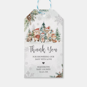 Étiquettes-cadeau Hiver Woodland Animaux Baby shower Favoriser les é